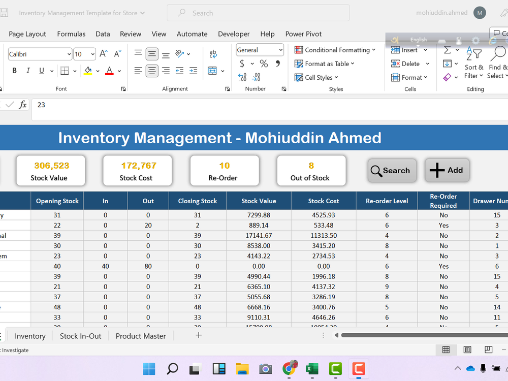 Inventory Management In excel